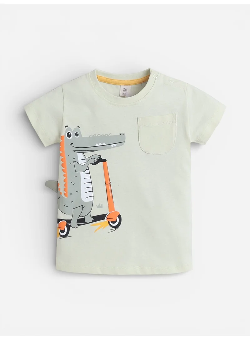 Victor And Jane  Infant Boys’ 2-Piece Set – Crocodile Scooter Print T-Shirt & Drawstring Shorts for Men | Best Price UAE